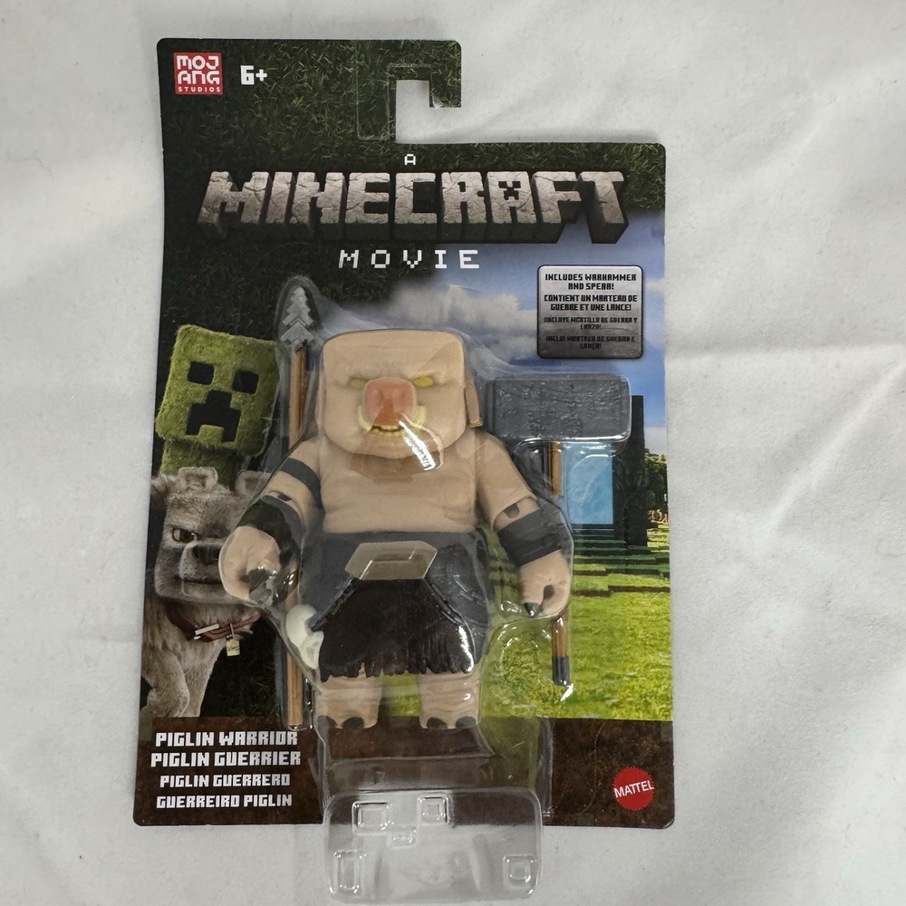A Minecraft Movie Piglin Warrior Warhammer & Spear 4" Figure Mattel Toy 2025 New